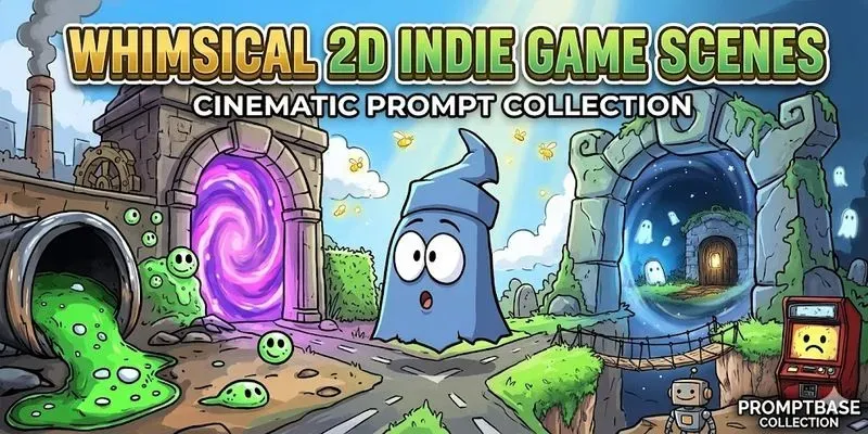 Whimsical 2D Indie Game Scenes generated by undefined