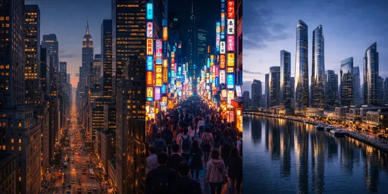 Global Cities In Editorial Light generated by undefined