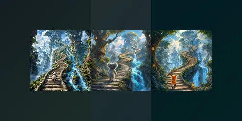 Cute Animals On Magical Stairways generated by chatgpt-image