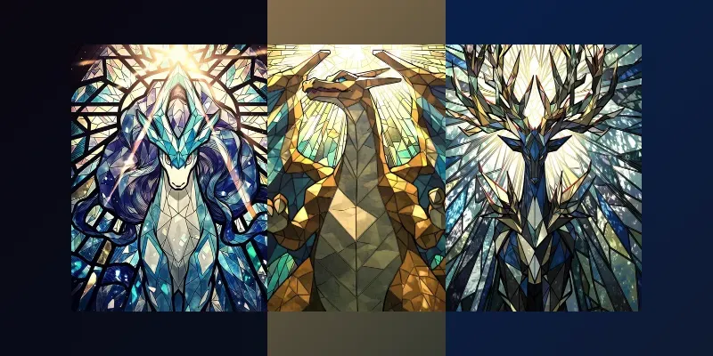 Exquisite Stained Glass Pokemon Designs generated by undefined
