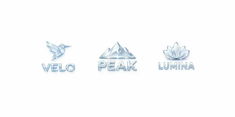 Frosted Glassmorphism 3D Brand Logos generated by undefined