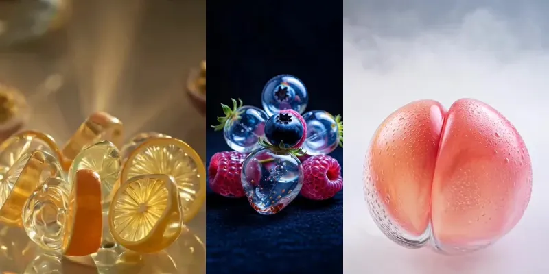 ASMR Hyperrealistic Glass Fruits generated by undefined