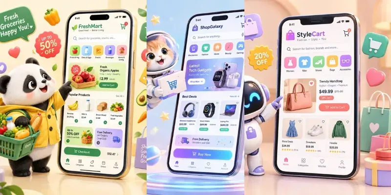 Cute 3D App Showcase Scenes generated by undefined