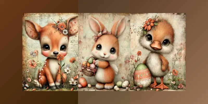 Easter Storybook Watercolor Characters