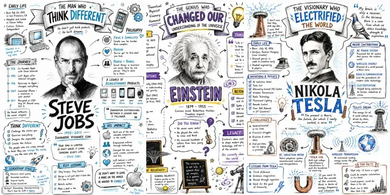Biographical Sketchnote Infographics generated by undefined