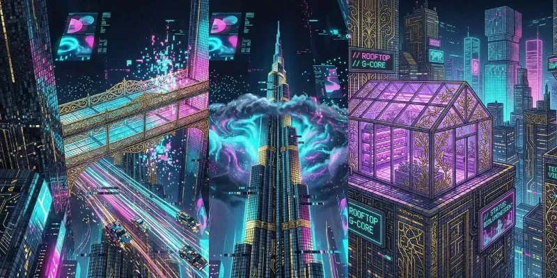 Cyberpunk Micromosaic Cityscapes generated by undefined