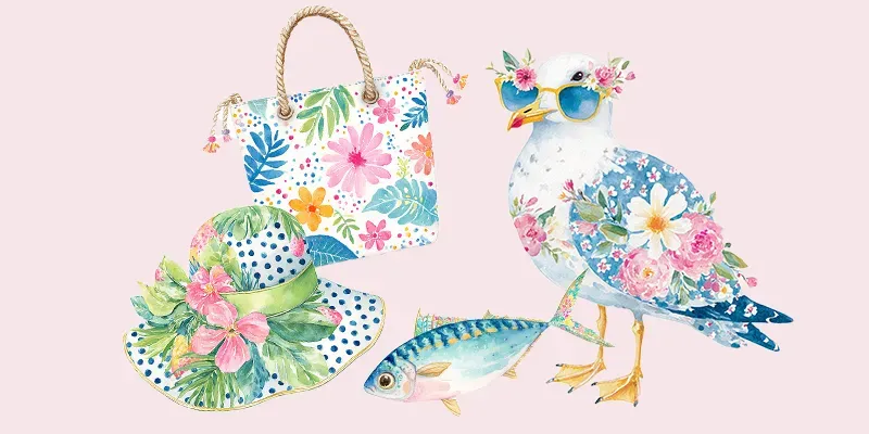 Minimalist Tropical Summer Icons Clipart generated by undefined