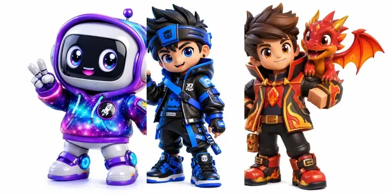 Cute Blocky 3D Mascot Characters generated by undefined