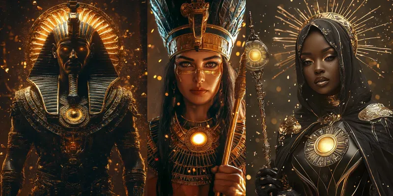Golden Sun Pharaoh Lords Fantasy Portraits generated by undefined