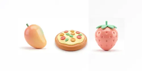 Minimalist 3D Food Fruit Illustrations generated by stable-diffusion