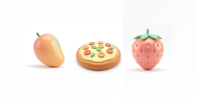 Minimalist 3D Food Fruit Illustrations generated by undefined