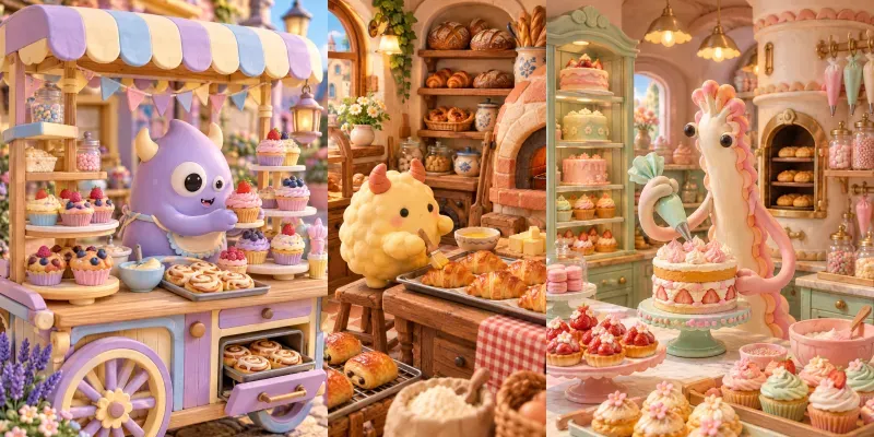Cute Bakery Clay Monsters