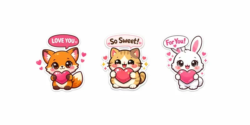 Cute Kawaii Valentine Love Stickers generated by undefined