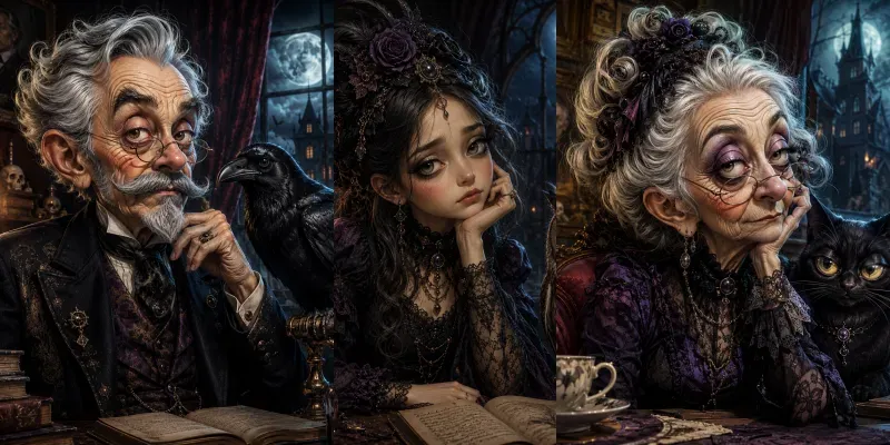 Whimsical Gothic Faces generated by undefined