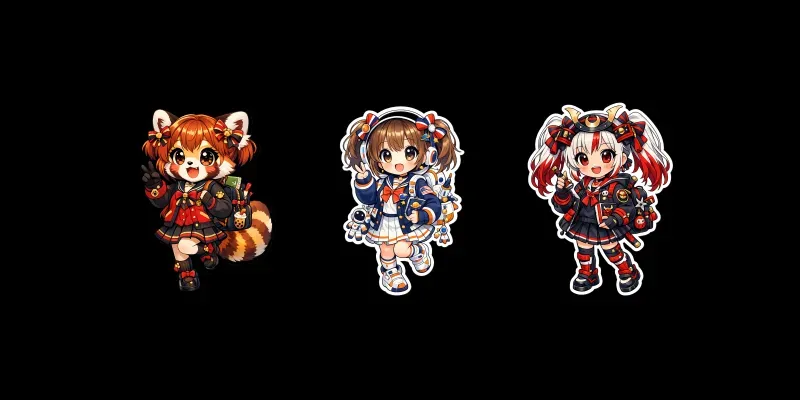Cute Schoolgirl Sticker Creators generated by undefined