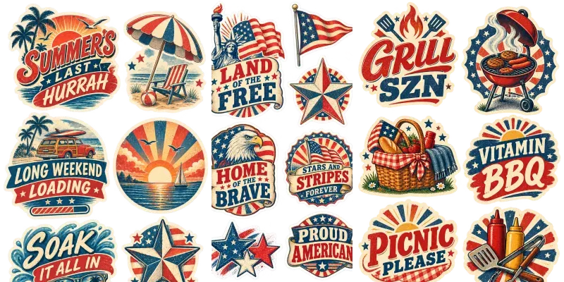 Labor Day Quote Stickers Americana Pngs generated by undefined