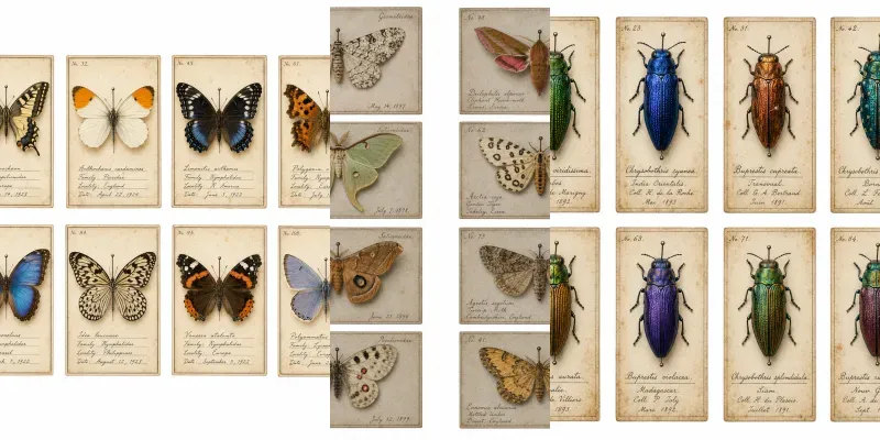 Insect Specimen Card Ephemera generated by undefined