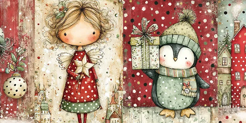 Cozy Christmas Junk Journal Ephemera generated by undefined