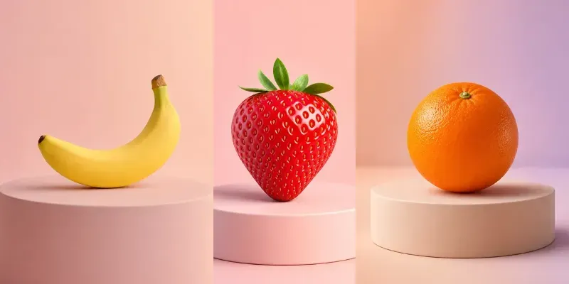 Minimal 3D Fruit Product Renders generated by undefined
