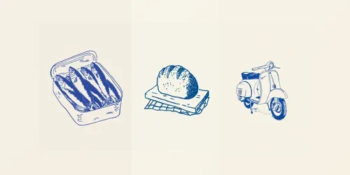 Vintage Cobalt Risograph La Dolce Vitas generated by midjourney