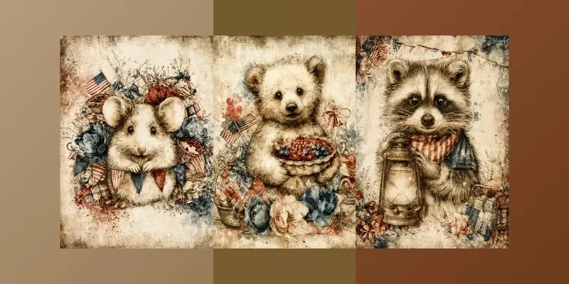 Whimsical 4th Of July Meadow Critters generated by undefined