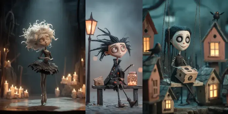Cute Cartoon Children Tim Burton Style generated by undefined