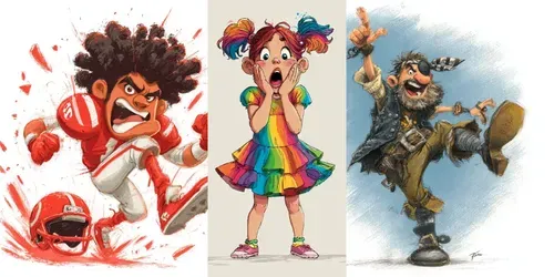 Exaggerated Expressions Cartoons generated by midjourney