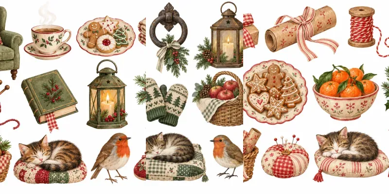 Cottagecore Christmas Clipart Sets