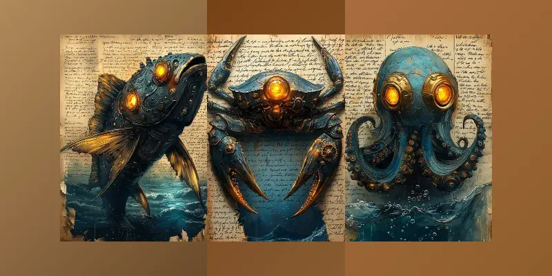 Underwater Steampunk Creatures Junk Journals generated by undefined