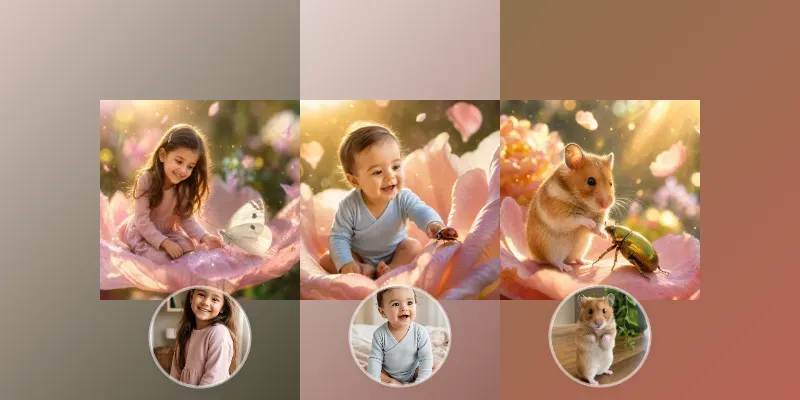 Miniature Fairytale Petal Portraits generated by undefined