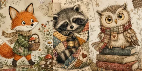 Whimsical Patchwork Woodland Animals generated by chatgpt-image