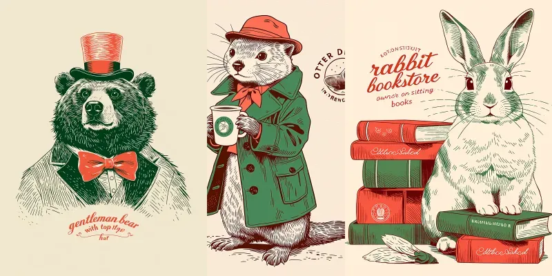 Vintage Animal Mascot Tshirt Stickers generated by undefined