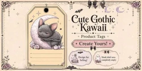 Cute Gothic Kawaii Product Tags generated by midjourney