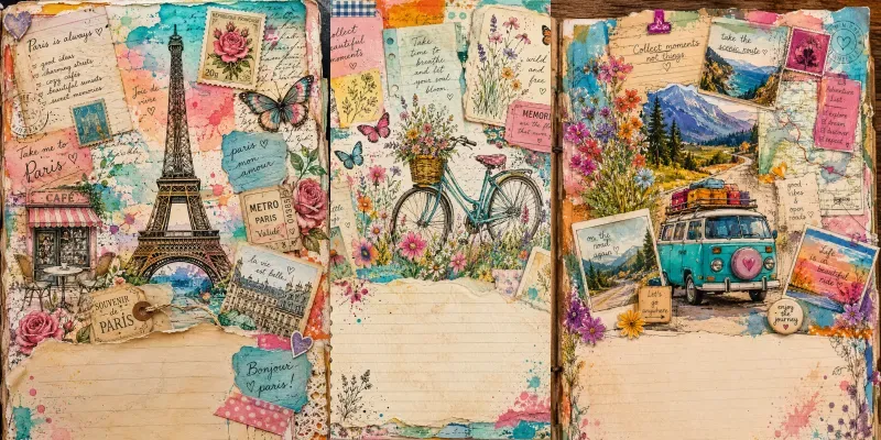 Colorful Junk Journal Art generated by undefined