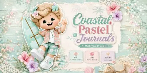 Coastal Pastel Junk Journals generated by midjourney