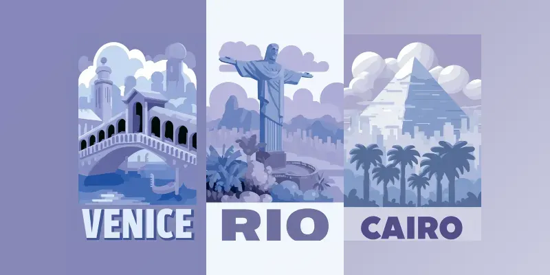Dreamy Blue Travel Posters generated by undefined