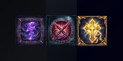 Stylized Fantasy RPG Skill Icons generated by gemini-image