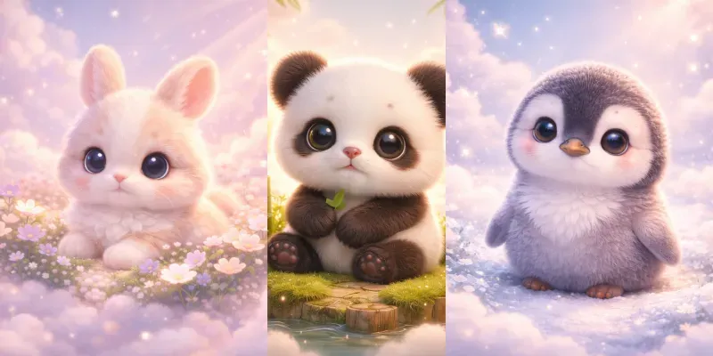 Adorable Baby Animals In 3D Dreams generated by undefined