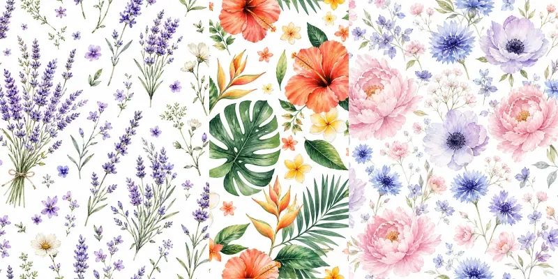 Watercolor Floral Repeat Patterns generated by undefined