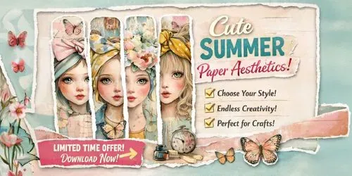 Summer Aesthetic Cute Torn Papers generated by midjourney