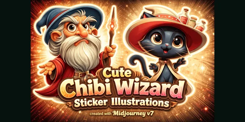 Cute Chibi Wizard Sticker Illustrations generated by undefined