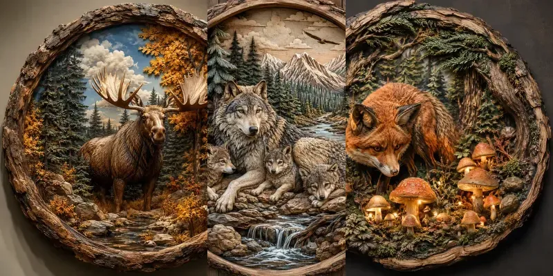 Woodland Wildlife Relief Art generated by undefined