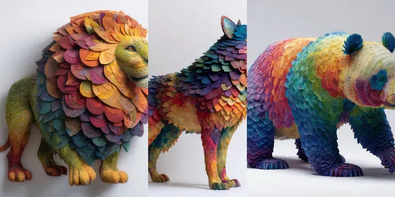 Layered Paper Mosaic Sculptures generated by undefined