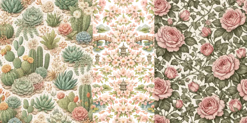 Seamless Botanical Floral Patterns generated by undefined