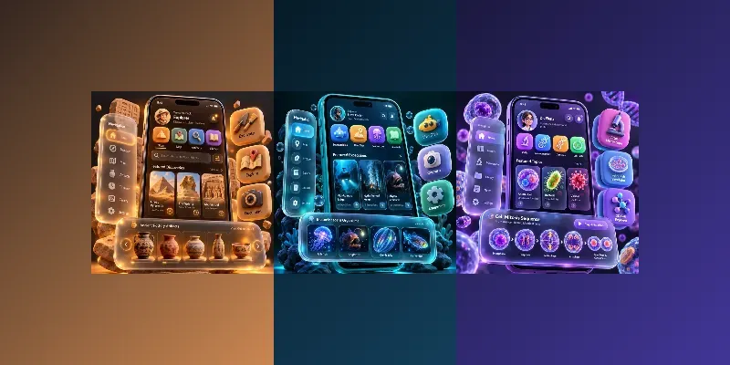 3D Claymorphic Glass App UI Designs