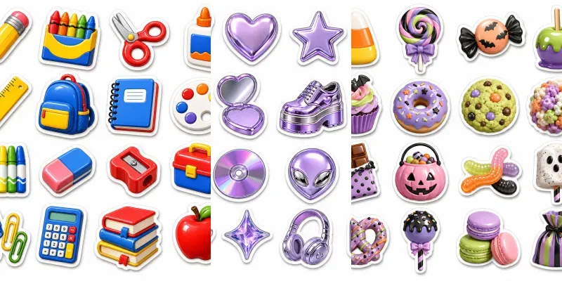 3D Puffy Sticker Sheets Any Themes generated by undefined