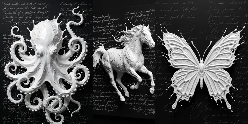 White Liquid Splash Relief Art generated by undefined