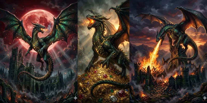 Dark Dragon Fantasy Art generated by undefined