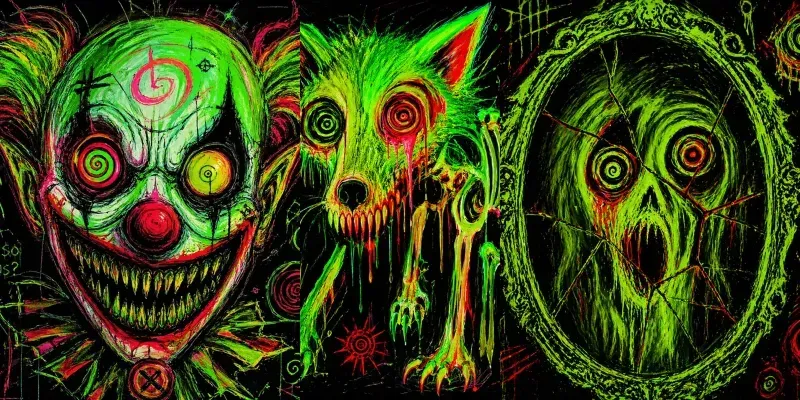 Neon Psychedelic Horror Sketch Style generated by undefined