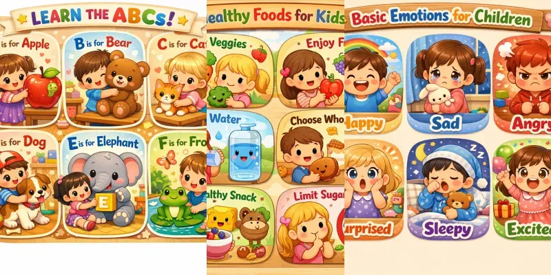 Cute Kids Learning Posters generated by undefined